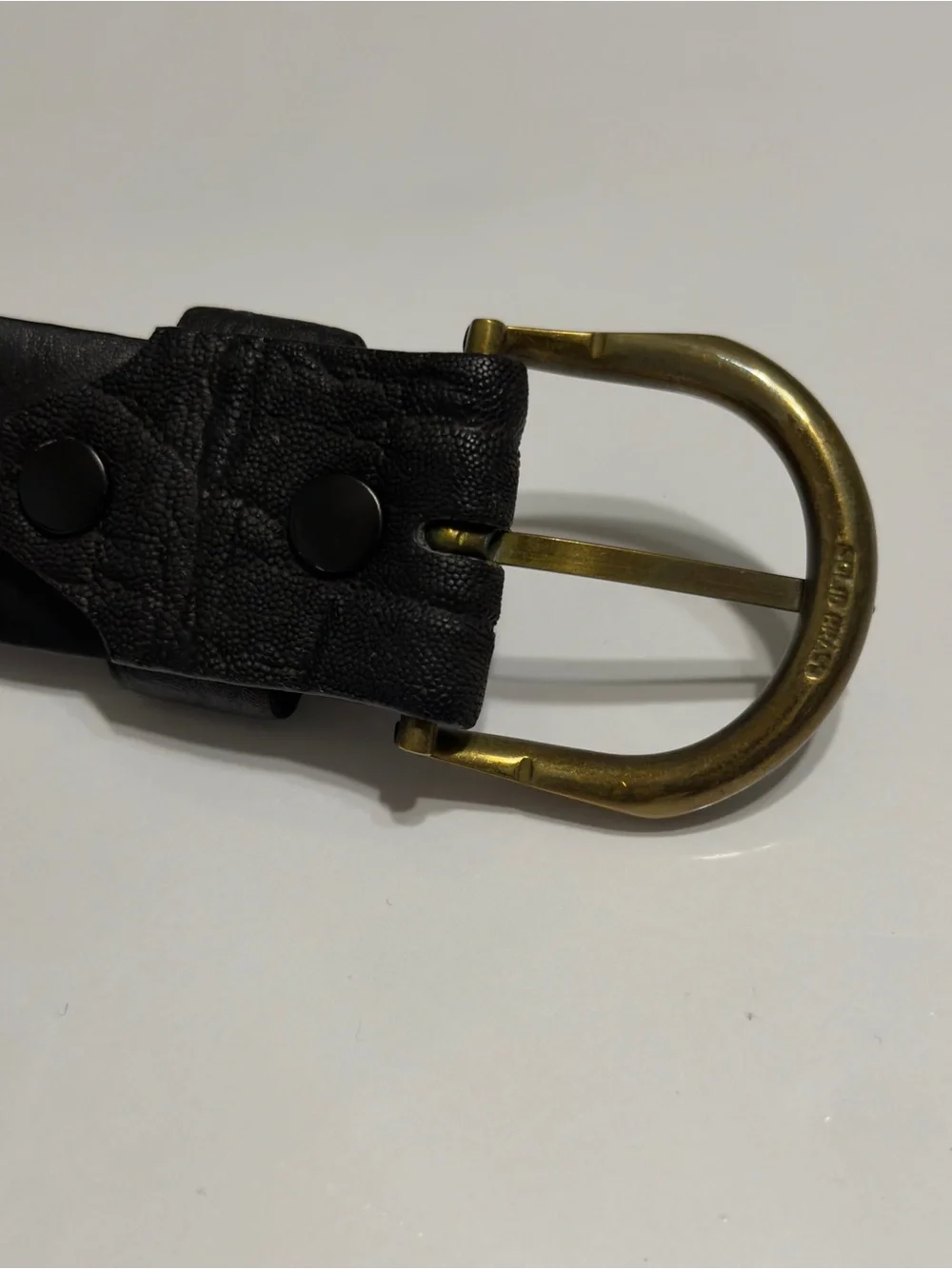 Vintage Hunting World Elephant Leather Belt - Solid Brass Buckle - Size 28
